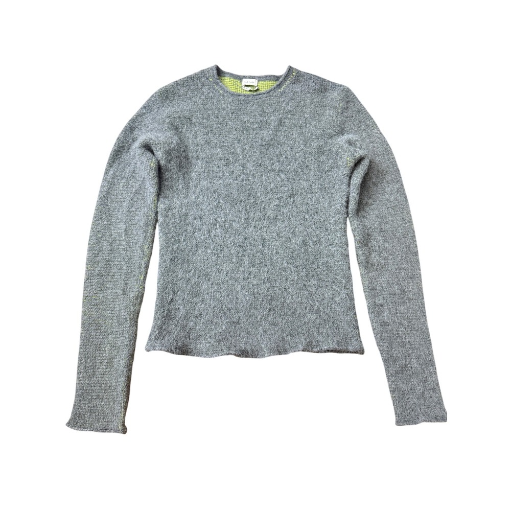 Paul Smith Premium Alpaca Wool Sweater Grey Lime Green Made in Belgium XL SKU2